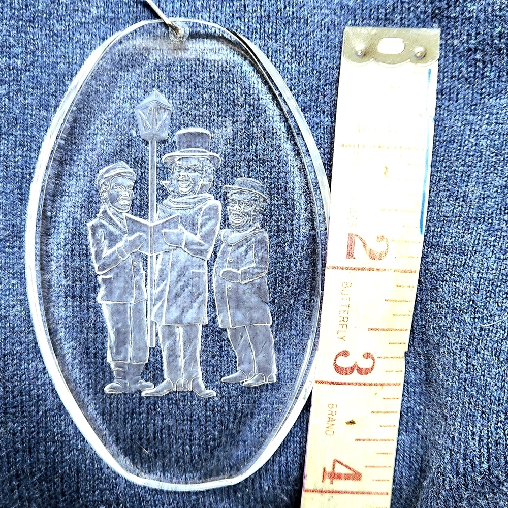 Clear Acrylic Oval Ornament with Engraved Figures